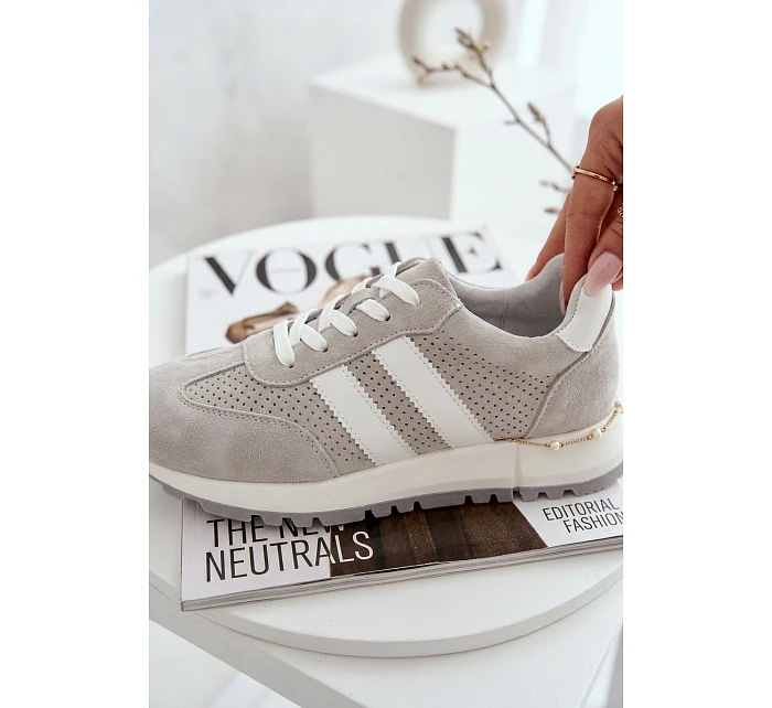 Dámské tenisky z pravé semišové šedé model 22069511 - EVENTO Dámské tenisky z pravé semišové šedé model 22069511 - EVENTO