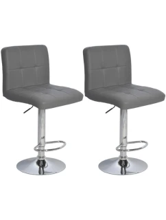 BAROVÁ ŽIDLE HOCKER ŠEDÁ SADA 2 KS