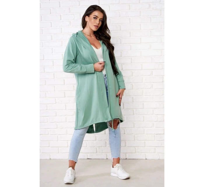 Plášť s potiskem v tmavě mátové barvě