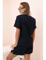 Dámský punto set s krátkými rukávy a šortkami námořnická modř Dámský punto set s krátkými rukávy a šortkami námořnická modř