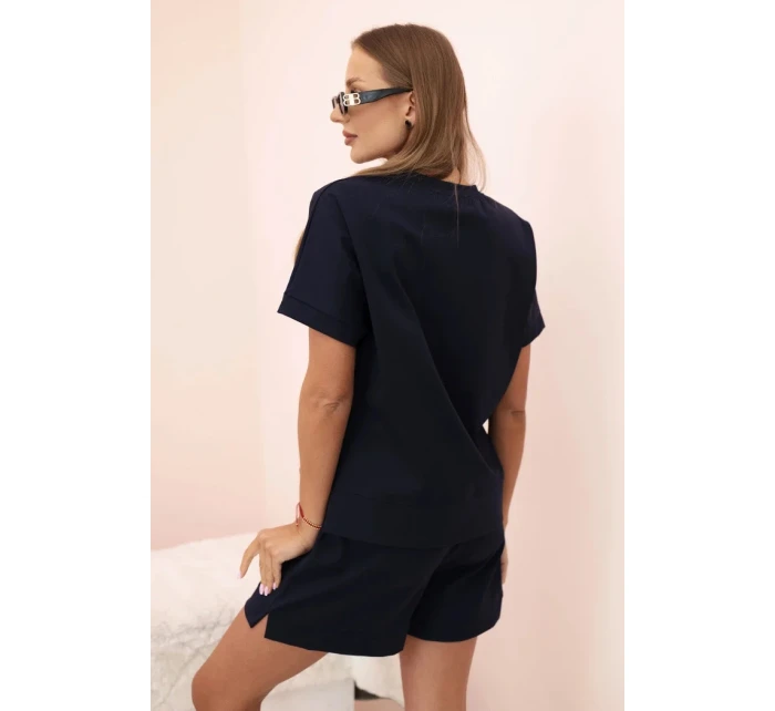 Dámský punto set s krátkými rukávy a šortkami námořnická modř Dámský punto set s krátkými rukávy a šortkami námořnická modř