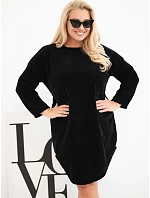 Dámské šaty Plus Size manšestrové s volným střihem černá Dámské šaty Plus Size manšestrové s volným střihem černá