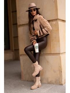 Dámské zateplené boty na zip Beige model 21667404 - Boto