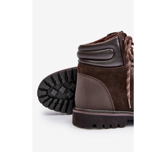 Semišové Zateplené Boty Trapery Pánské Big Star model 21669658 Hnědé - Big Star Shoes Semišové Zateplené Boty Trapery Pánské Big Star model 21669658 Hnědé - Big Star Shoes