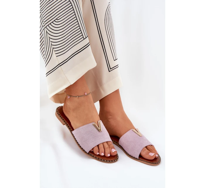 Dámské Sandály Na Plochém Podpatku S Ozdobnými Fialové model 21689075 - Boto Dámské Sandály Na Plochém Podpatku S Ozdobnými Fialové model 21689075 - Boto