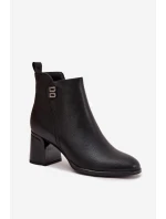 Zateplené dámské kotníkové boty z pravé kůže na podpatku Černé model 21711908 - Boto Zateplené dámské kotníkové boty z pravé kůže na podpatku Černé model 21711908 - Boto