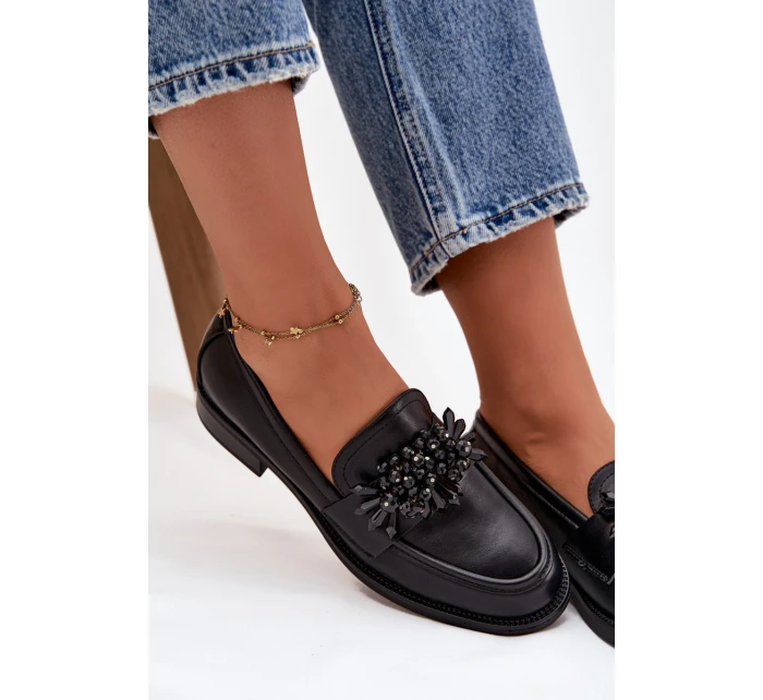 Polobotky Mokasyny Dámské S Ozdobou Černé Murelle Polobotky Mokasyny Dámské S Ozdobou Černé Murelle