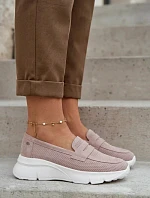 Dámské mokasíny z přírodního semiše na platformě Vinceza Béžové