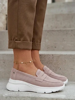 Dámské mokasíny z přírodního semiše na platformě Vinceza Béžové