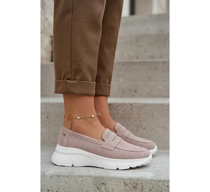 Dámské mokasíny z přírodního semiše na platformě Vinceza Béžové Dámské mokasíny z přírodního semiše na platformě Vinceza Béžové