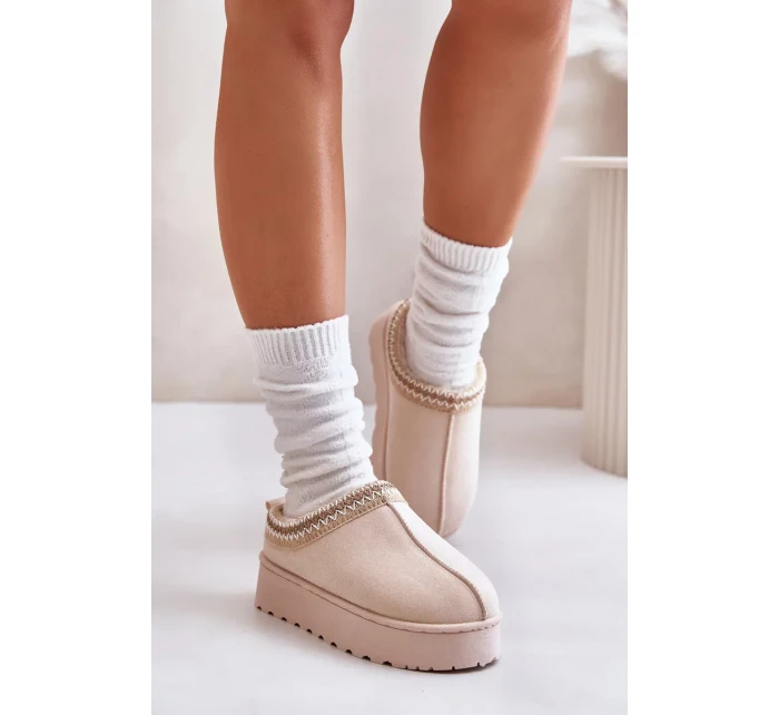 Sněhule Dámské Na Platformě Zateplené Kožíškem Světle Béžové Remenia Sněhule Dámské Na Platformě Zateplené Kožíškem Světle Béžové Remenia