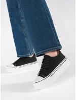 Luxusní dámské černé  tenisky platforma