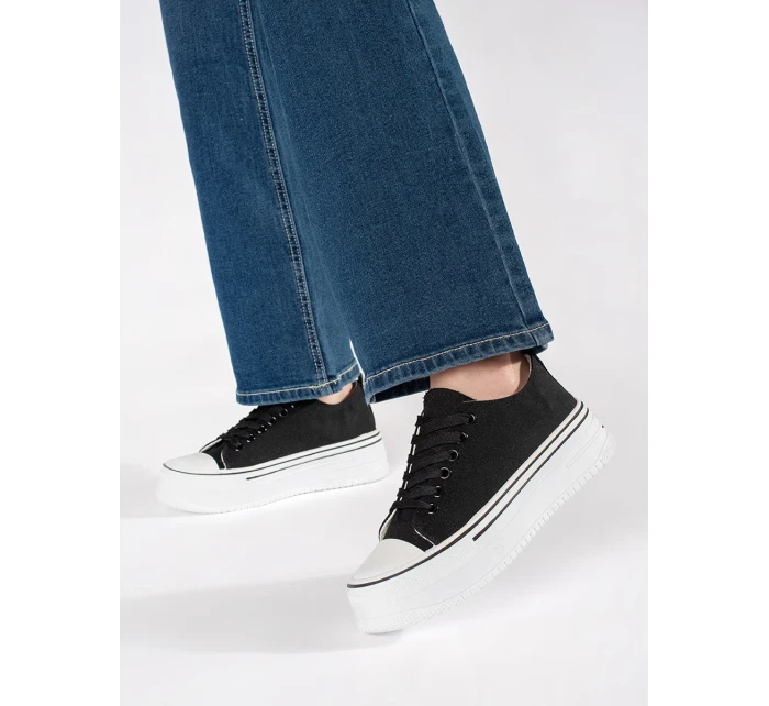 Luxusní dámské černé  tenisky platforma