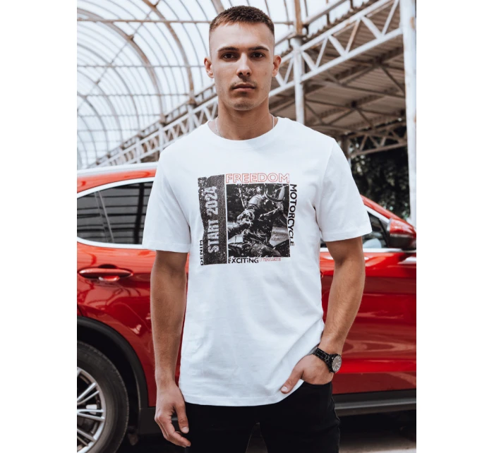 Pánské bílé tričko s potiskem Dstreet RX5463