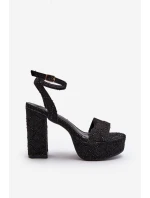 Džínové sandály na podpatku černé model 21649730 - Boto Džínové sandály na podpatku černé model 21649730 - Boto