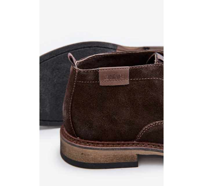Semišové Pánské Boty Na Šněrování Tmavě Hnědé Big Star OO174145