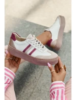 Kožené dámské sneakersy na platformě Zazoo N1234 béžovo-červené Kožené dámské sneakersy na platformě Zazoo N1234 béžovo-červené