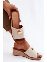 Dámské sandály na platformě s pleteniny Béžové model 22101415 - SERGIO LEONE Dámské sandály na platformě s pleteniny Béžové model 22101415 - SERGIO LEONE