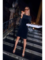 Sametové šaty s rukávy černé model 21479267 - Moe