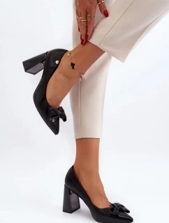 Lodičky na vysokém podpatku s mašlí, černá Ariemessa