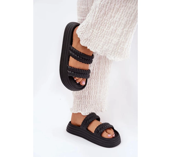 Dámské lehké pěnové pantofle na platformě S.Barski – černé