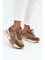 Dámské kožené tenisky na platformě s leopardím vzorem Artiker – hnědé Dámské kožené tenisky na platformě s leopardím vzorem Artiker – hnědé