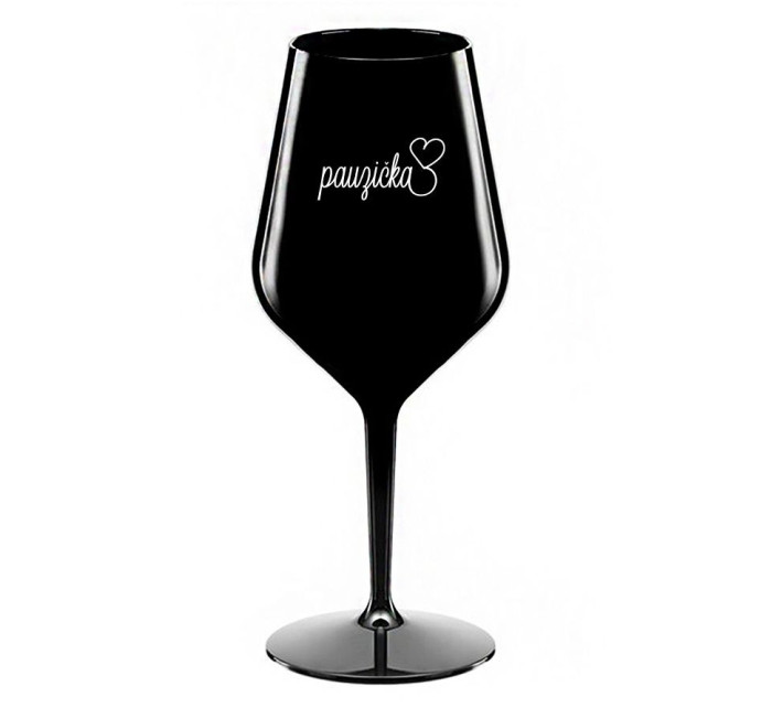 PAUZIČKA - černá nerozbitná sklenice na víno 470 ml