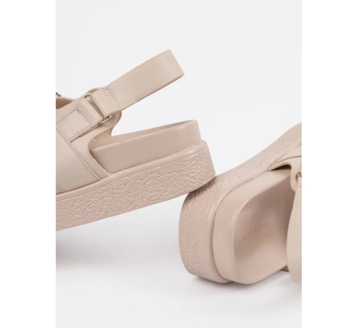 Designové  sandály dámské hnědé platforma