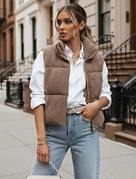 BEEWARM dámská vesta z ovčí kůže v barvě camel FashionStreet TY3800