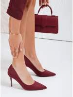 Dámské vínové semišové jehlové boty FashionStreet ZY1073