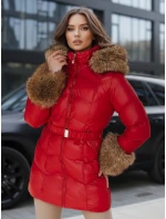 Dámská prošívaná zimní bunda s kapucí červená FashionStreet TY5321