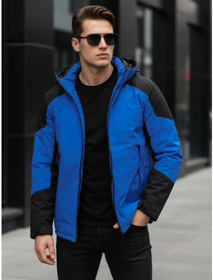 Pánská zimní bunda s kapucí modrá FashionStreet TX5122