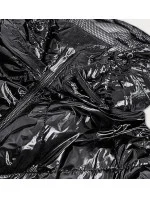 Lesklá černá prošívaná dámská bunda (B9573)