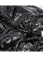 Lesklá černá prošívaná dámská bunda (B9573)