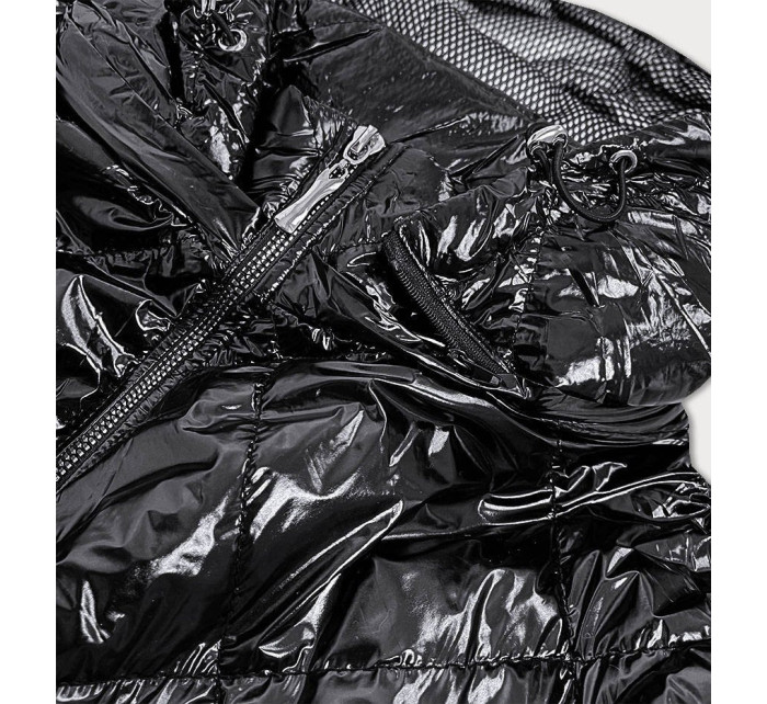 Lesklá černá prošívaná dámská bunda model 16147484 - S'WEST