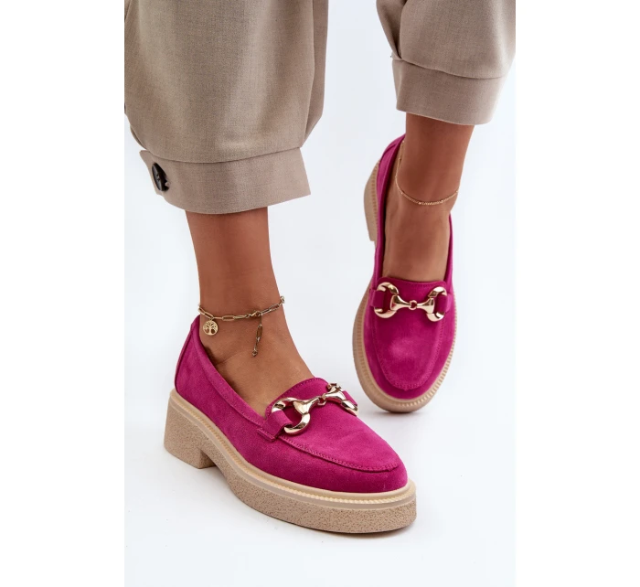Zazoo 3429 Semišové Dámské Mokasíny S Ozdobou Fuksie