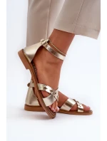Zazoo 40378 Ploché Dámské Kožené Sandály Zlaté