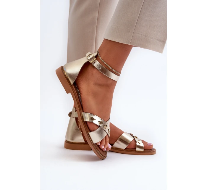 Zazoo 40378 Ploché Dámské Kožené Sandály Zlaté