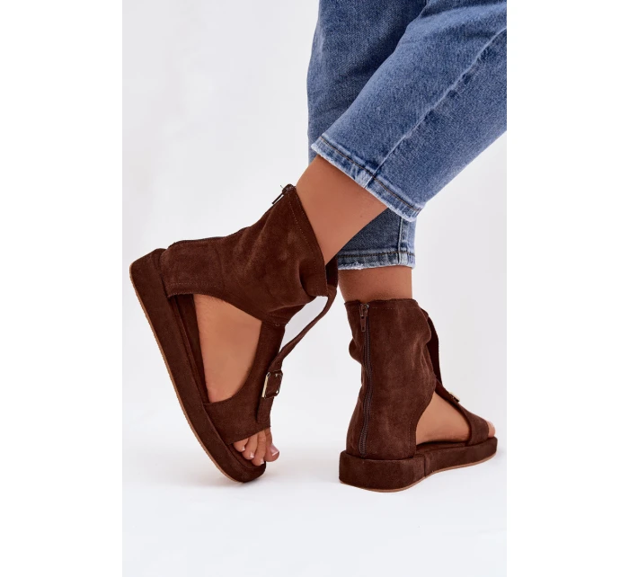 Dámské sandály s páskem čokoládové model 21943381 - Boto