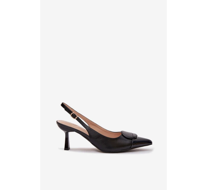 Dámské sandály na podpatku s ozdobným detailem Černé model 22027906 - Boto Dámské sandály na podpatku s ozdobným detailem Černé model 22027906 - Boto