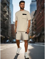 Pánská khaki tepláková souprava Dstreet AX0809 Pánská khaki tepláková souprava Dstreet AX0809