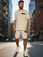 Pánská khaki tepláková souprava FashionStreet AX0809