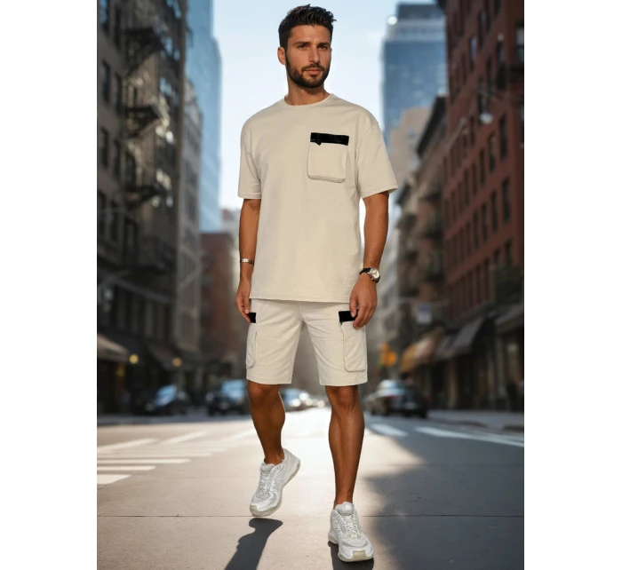 Pánská khaki tepláková souprava FashionStreet AX0809