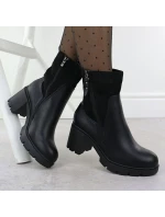 Dámské zateplené boty na podpatku se zipem černé M.Daszynski 23108