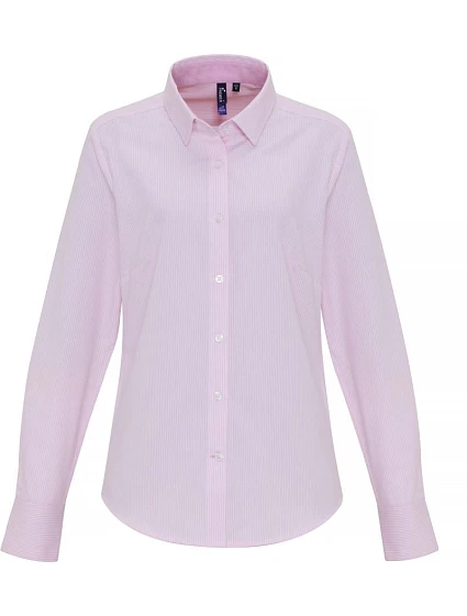 Premier PR 338 Oxford pruhovaná halenka s dlouhým rukávem 39.0338 white/pink Premier PR 338 Oxford pruhovaná halenka s dlouhým rukávem 39.0338 white/pink