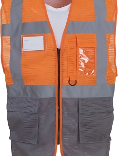 Yoko HVW 820 Hi-Vis síťovaná bezpečnostní vesta 79.W820 hi vis orange/grey
