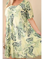 Dámské viskózové šaty pro s krátkým rukávem a potiskem světle zelená model 22043108 - K-Fashion