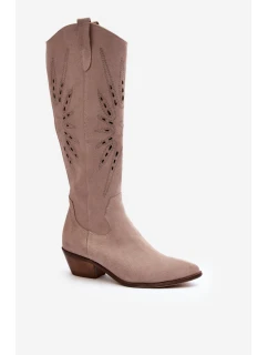 Semišové Lodičky s na Nízkém Podpatku Bežové model 21646141 - Zazoo