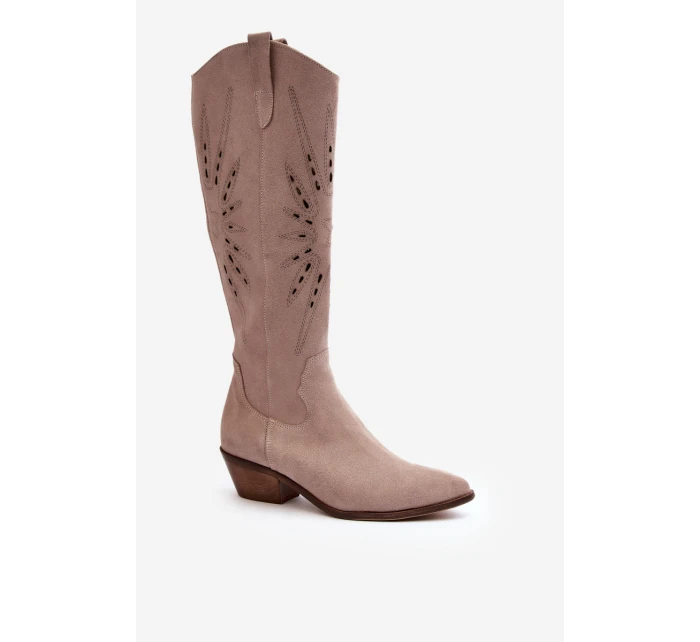 Semišové Lodičky s na Nízkém Podpatku Bežové model 21646141 - Zazoo