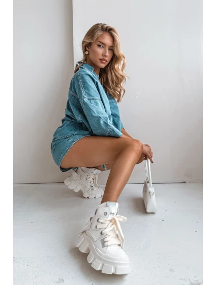 Kožené zateplené sportovní boty GOE SS2N4055 bílé